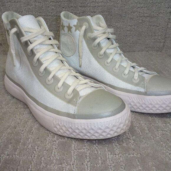 Converse All Star Modern Hi White Grey Stars Textile Size Men's 8 Womens 9.5 - Picture 8 of 10